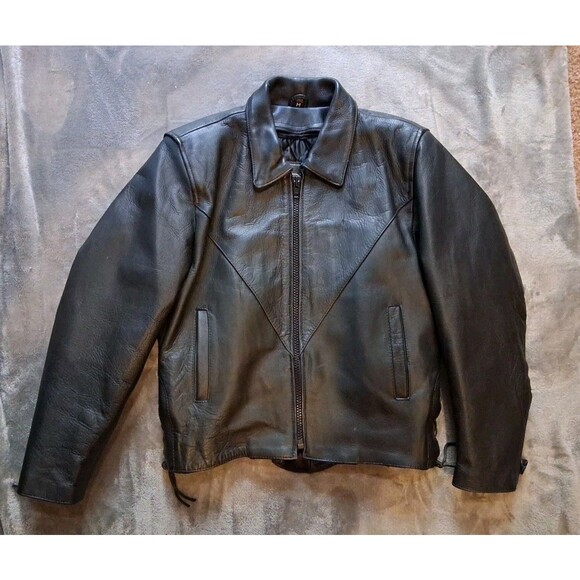 Unik Leather Jacket Women'sMedium BlackHeavy Motorcycle bomber
